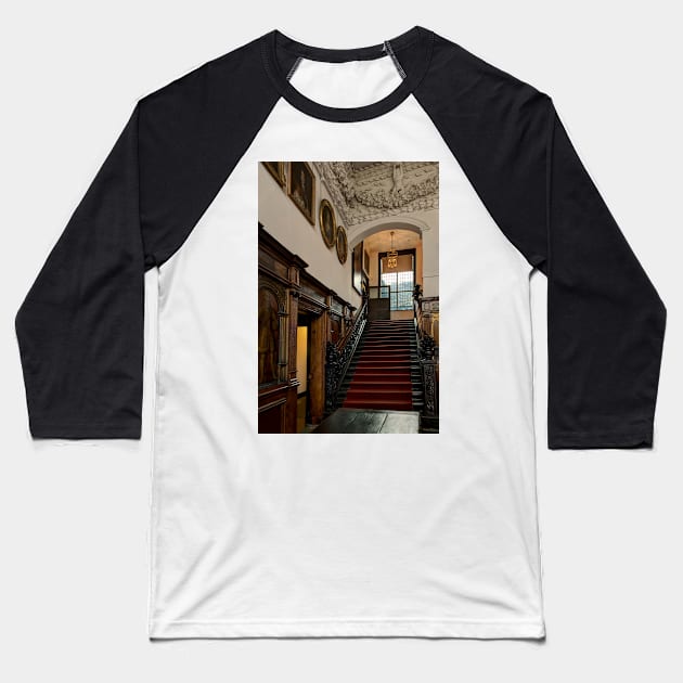 Astley Hall-Stairs Baseball T-Shirt by jasminewang